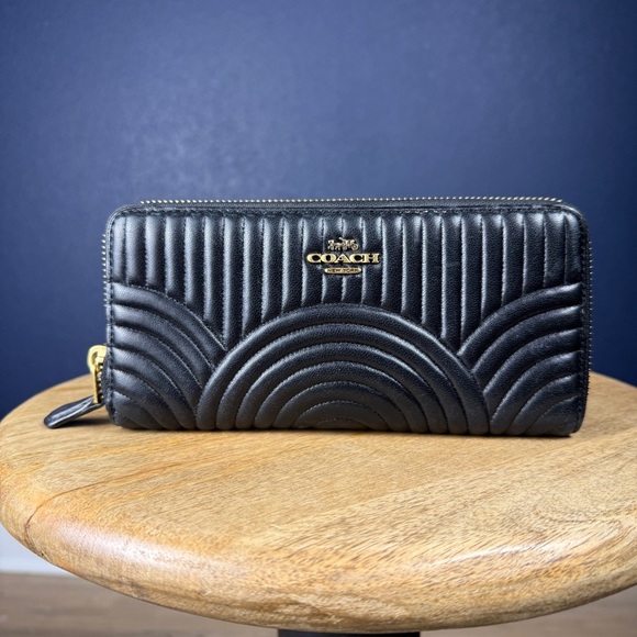 Coach Handbags - Coach Long Accordion Zip Wallet with Art Deco Quilting, Black